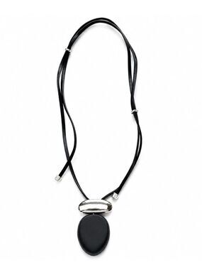 Black & Silver Pendant Cord Necklace by Mayamar